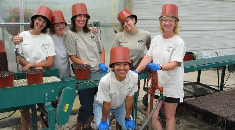 Archive photo from June 2009: A production crew that knew how to laugh.